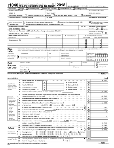 2018 Form 1040 Overview